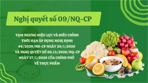 TẠM NGƯNG THI HÀNH NGHỊ ĐỊNH 46/2026/NĐ-CP VÀ NGHỊ QUYẾT 66.13/2026/NQ-CP VỀ AN TOÀN THỰC PHẨM